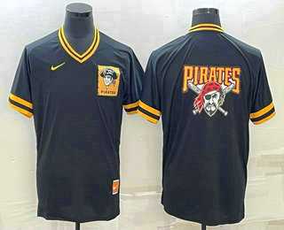 Mens Pittsburgh Pirates Big Logo Black Nike Cooperstown Collection Legend V Neck Jersey->pittsburgh pirates->MLB Jersey